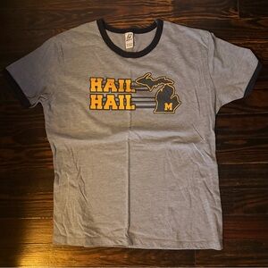 University of Michigan Ringer Tee with Hail Hail Graphic